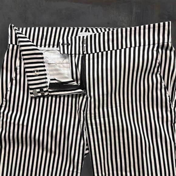 New York‎ & Company Dress Pants Size 0 Black and White Stripes Straight Low Rise - Picture 5 of 10